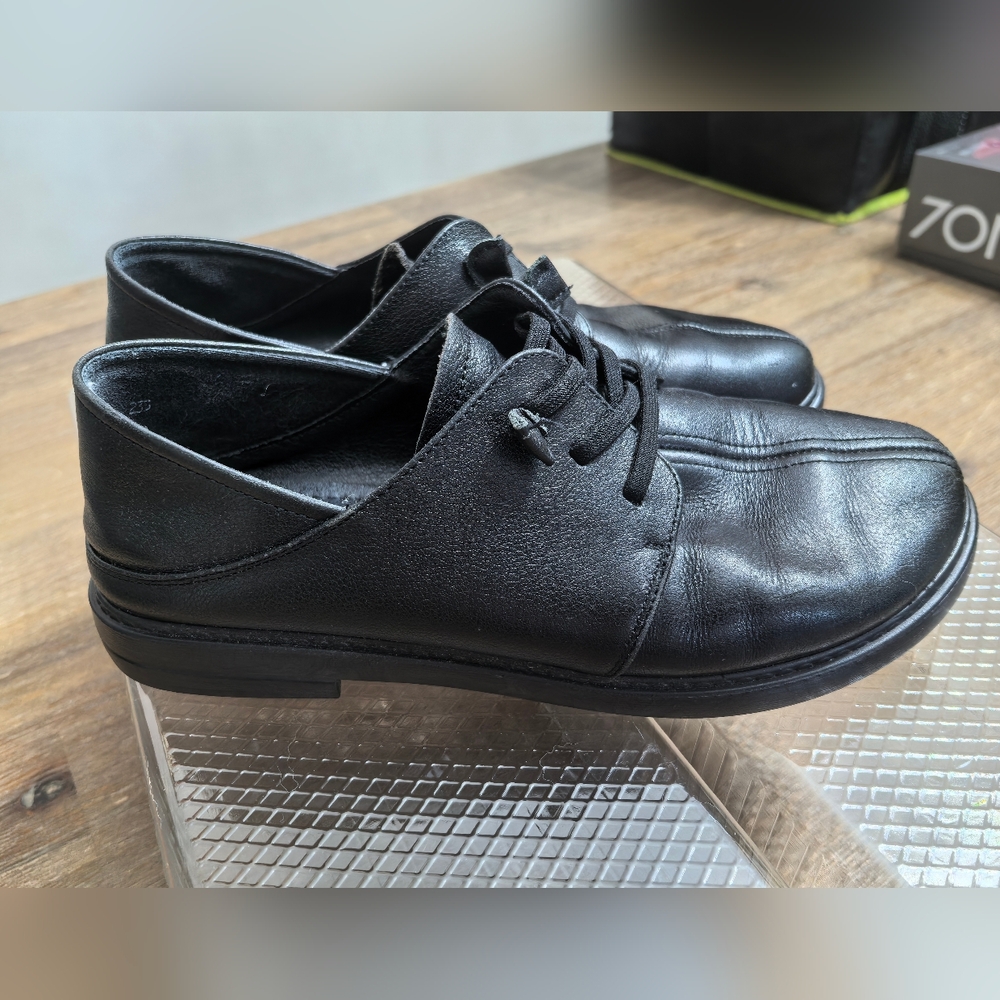 Black Genuine Leather Comfort Lace-Up Shoes